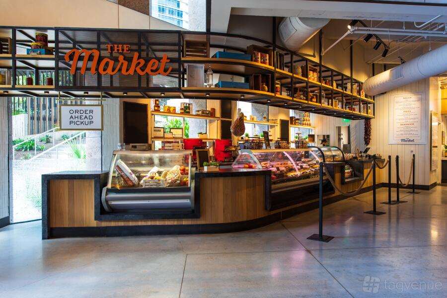 Interior & Exterior Food Hall at Fareground Food Hall in Downtown Austin, TX